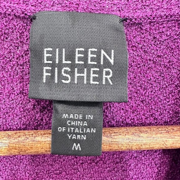 Eileen Fisher Bright Purple 100% Wool Cropped Long Sleeve Layering Sweater Med - Picture 5 of 5